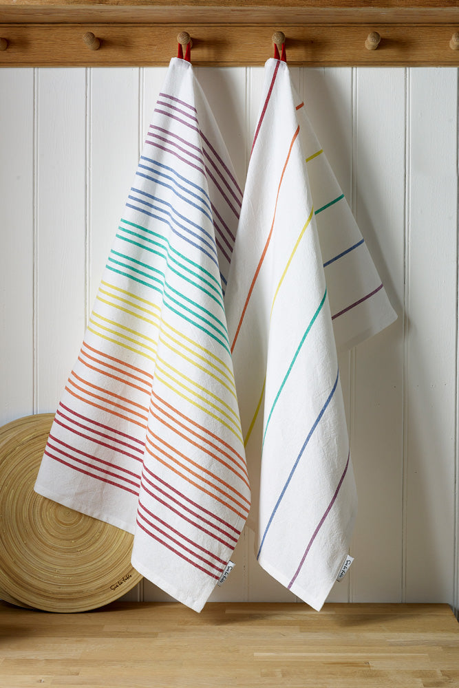 Sur La Table Multi Coloured Striped Tea Towels - Set of 2, 100% cotton