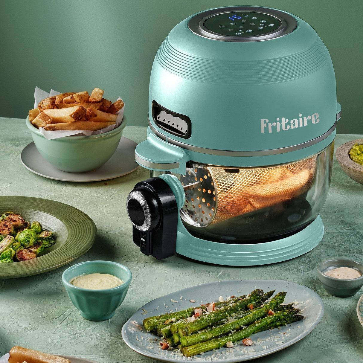 Fritaire Self-Cleaning Glass Bowl Air Fryer - Cherry Red