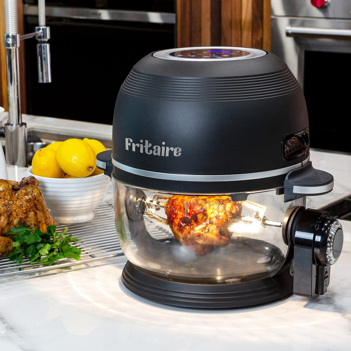 Fritaire Self-Cleaning Glass Bowl Air Fryer 9-in-1 - Midnight Black