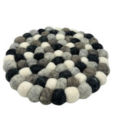HatiNest Round Felt Ball Placemat Multi Grey