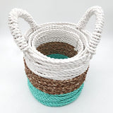 HatiNest Set of 3 Green Seagrass Storage Baskets - 14, 16 & 17cm