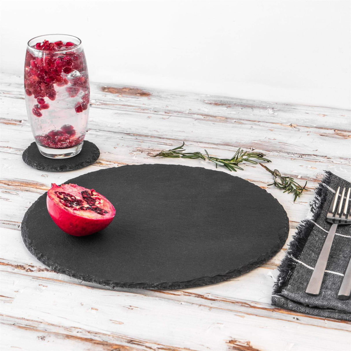 Rinkit Round Slate Coasters - Pack of Six