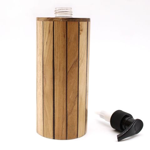 HatiNest Natural Teakwood Soap Dispenser - Round