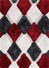 3D Red Geometric Shaggy Rug by The Rugs