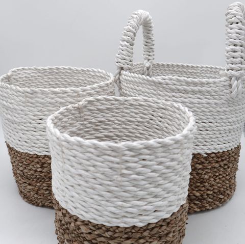 HatiNest Set of 3 Natural Seagrass Storage Baskets - 14, 16 & 17cm