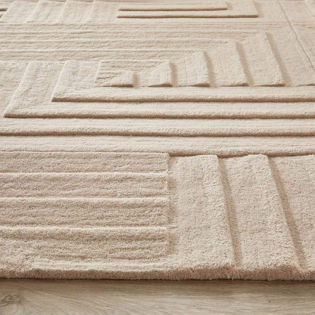 The Rugs Maze Grey Geometric Wool Rug - Hand-Tufted 17 mm