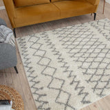 Moroccan Ivory Grey Shaggy Rug 900 | The Rugs
