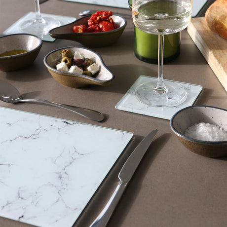 Rinkit Rectangle Glass Chopping Board Marble - 30cm x 20cm