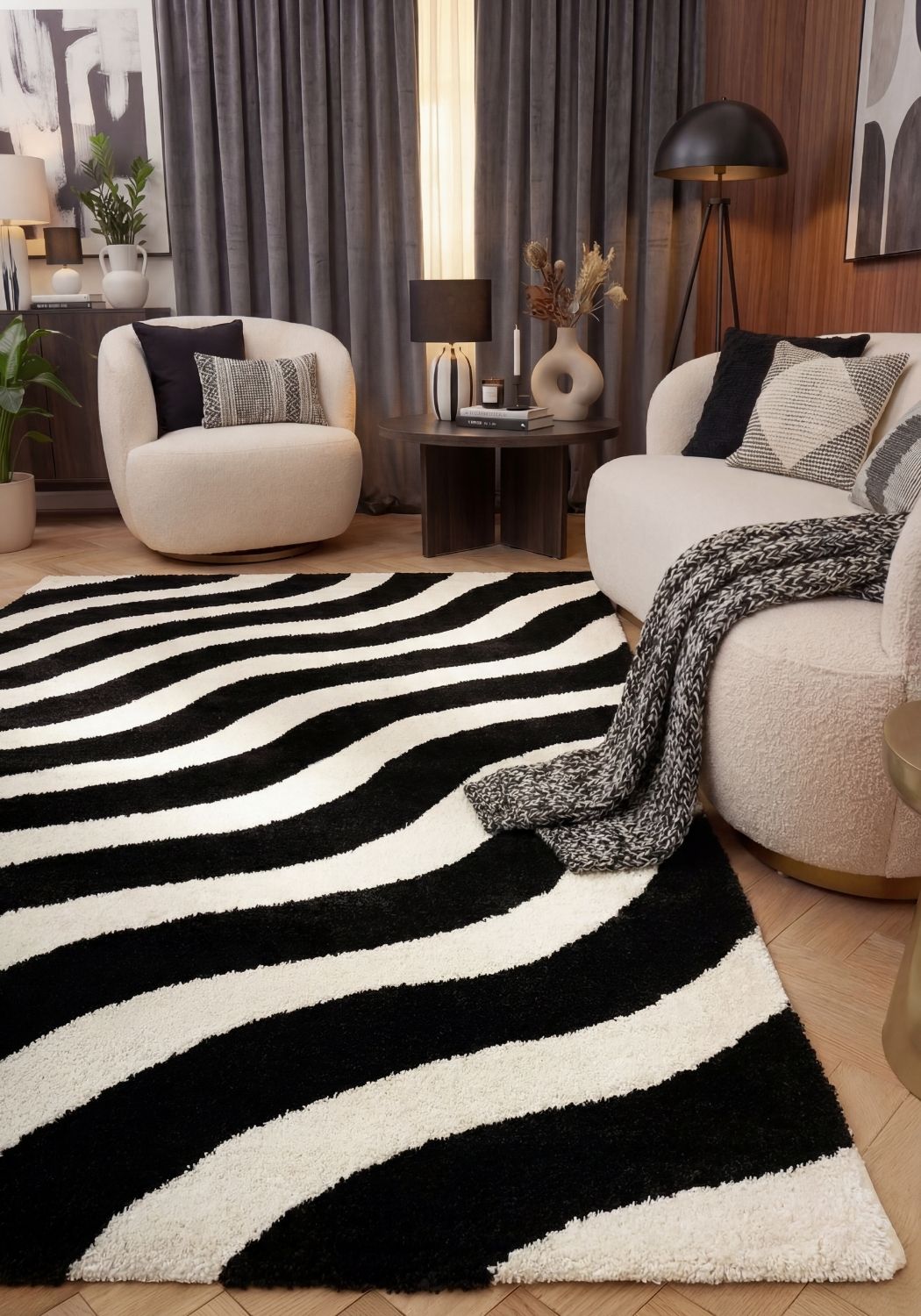 The Rugs Joli Wave Black & White Rug