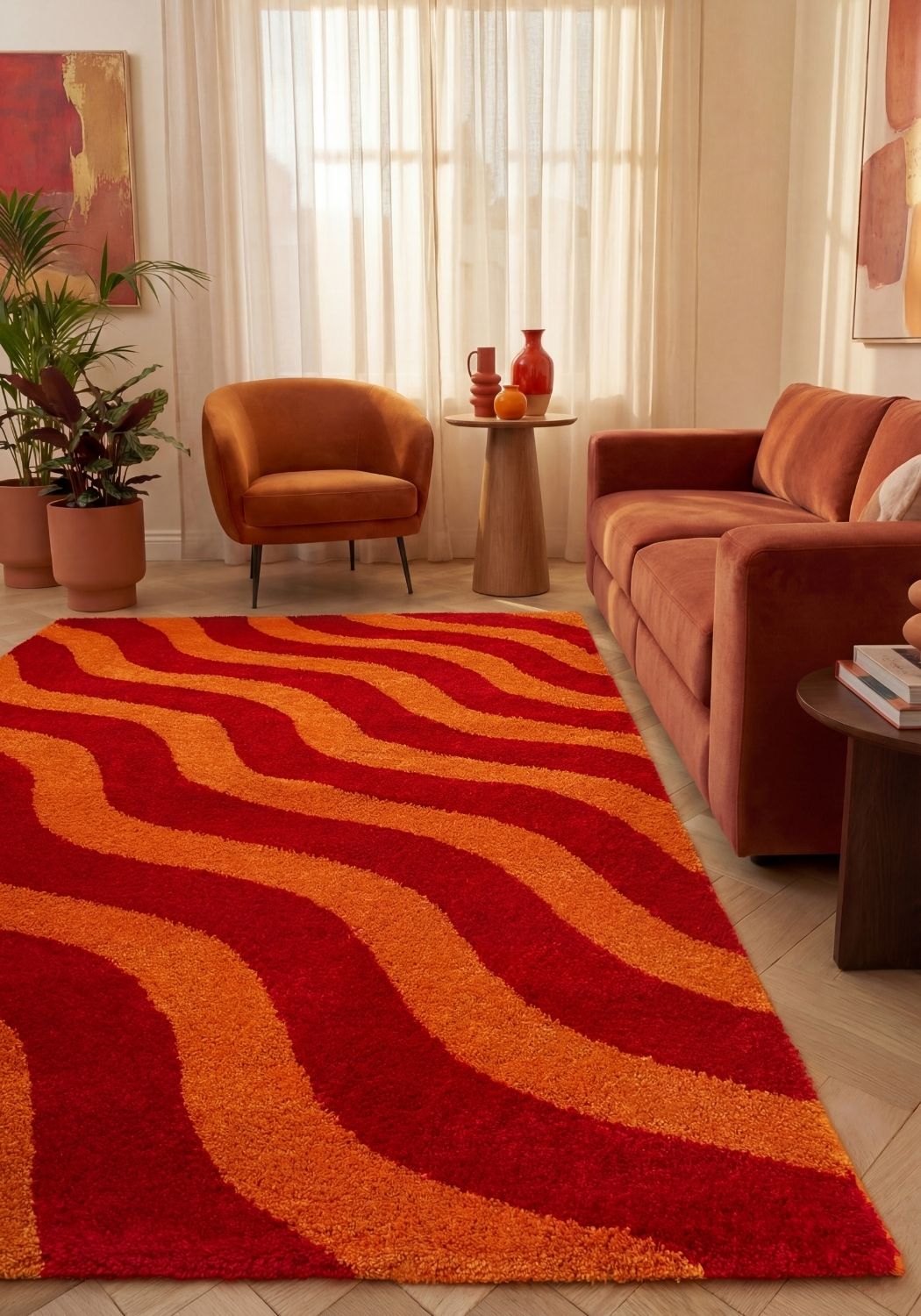 The Rugs Joli Wave Red Orange Rug