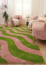 The Rugs Joli Wave Green & Pink Rug