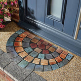Nicoman Halfmoon Tile Barrier Doormat - Blue Edge