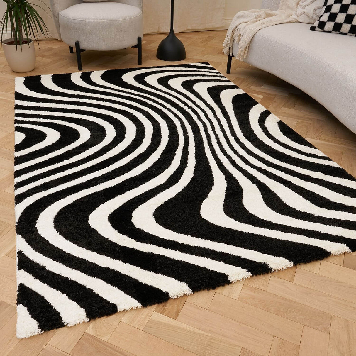 The Rugs Joli Striped Black & White Rug
