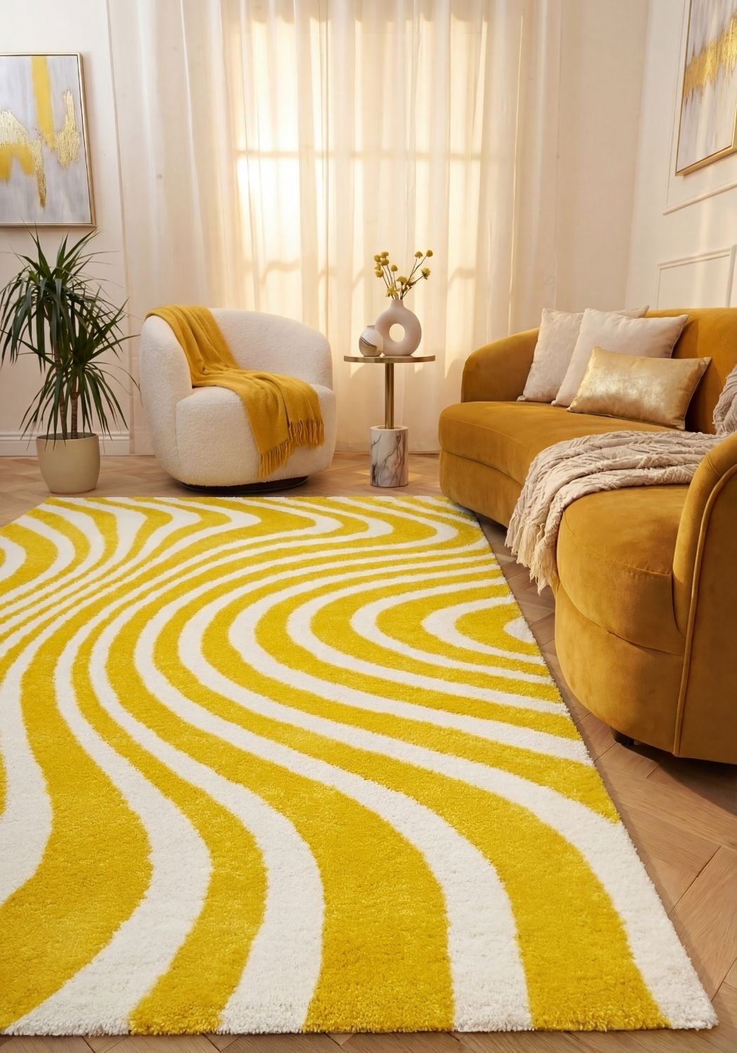 The Rugs Joli Striped Yellow White Rug
