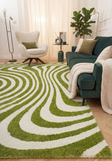 The Rugs Joli Striped Green White Rug