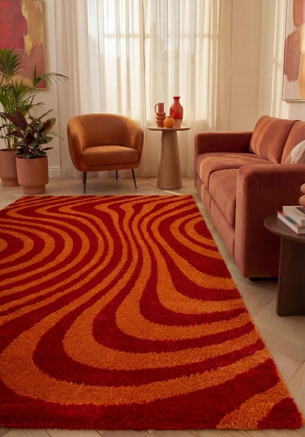 The Rugs Joli Striped Red Orange Rug