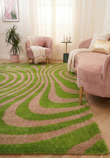 The Rugs Joli Striped Green Pink Rug