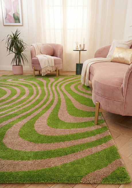 The Rugs Joli Striped Green Pink Rug