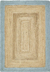 Bordered Duck Egg Blue Jute Rug