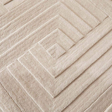 The Rugs Maze Grey Geometric Wool Rug - Hand-Tufted 17 mm