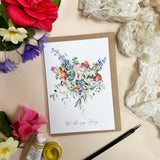 Katie Hipwell Design Floral Happy Wedding Day Card