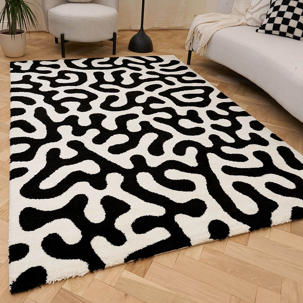 The Rugs Joli Doodle Black White Rug