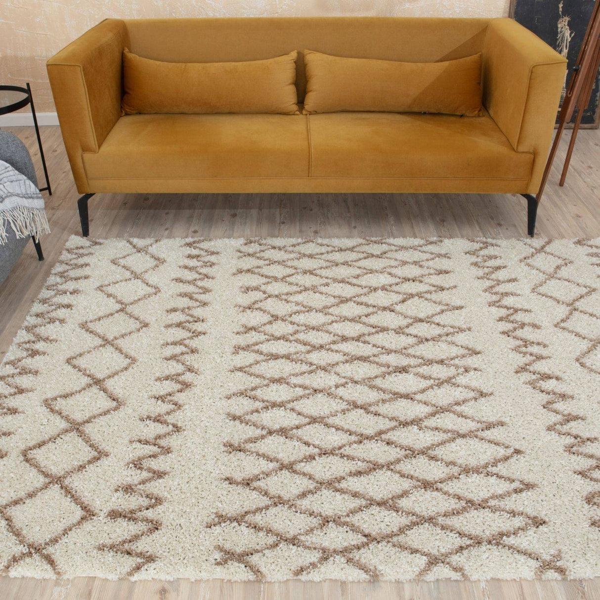 Moroccan Ivory Beige Shaggy Rug | 100% polypropylene