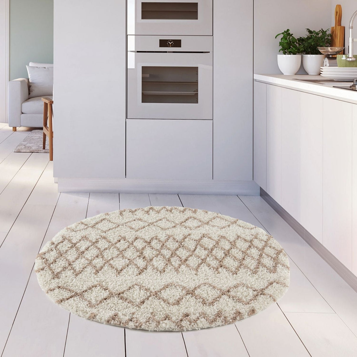 Moroccan Ivory Beige Shaggy Rug | 100% polypropylene