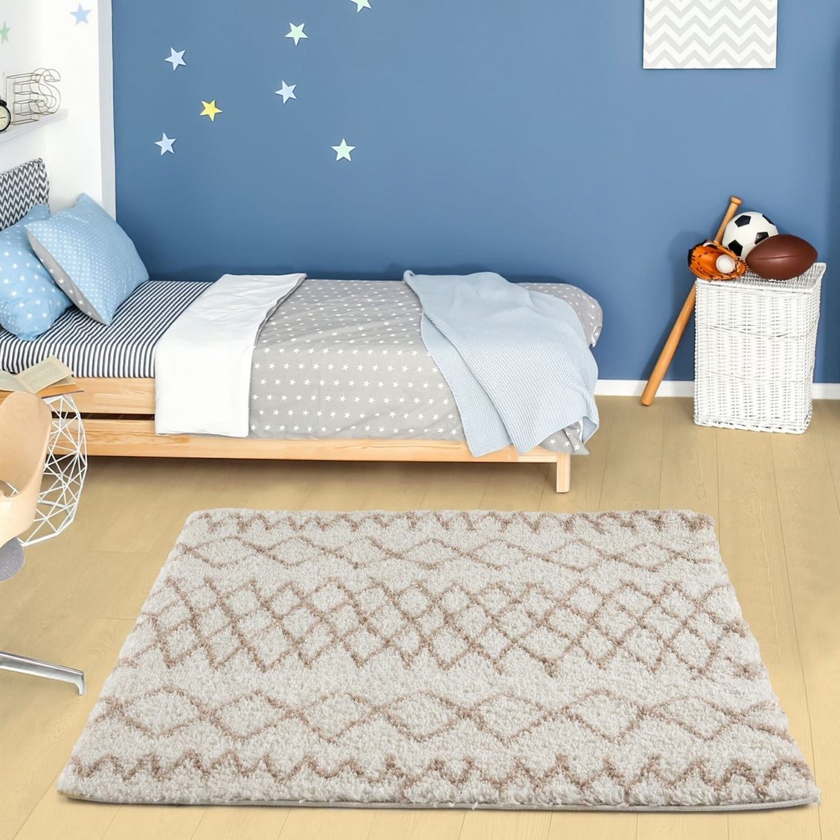 Moroccan Ivory Beige Shaggy Rug | 100% polypropylene