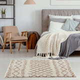 Moroccan Ivory Beige Shaggy Rug | 100% polypropylene