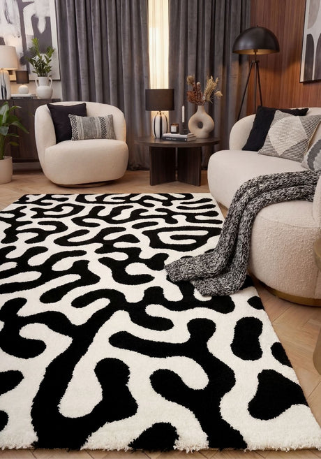 The Rugs Joli Doodle Black White Rug