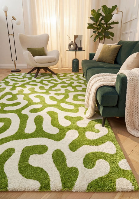 The Rugs Joli Doodle Green White Rug