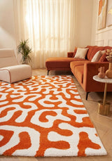 The Rugs Joli Doodle Orange White Rug