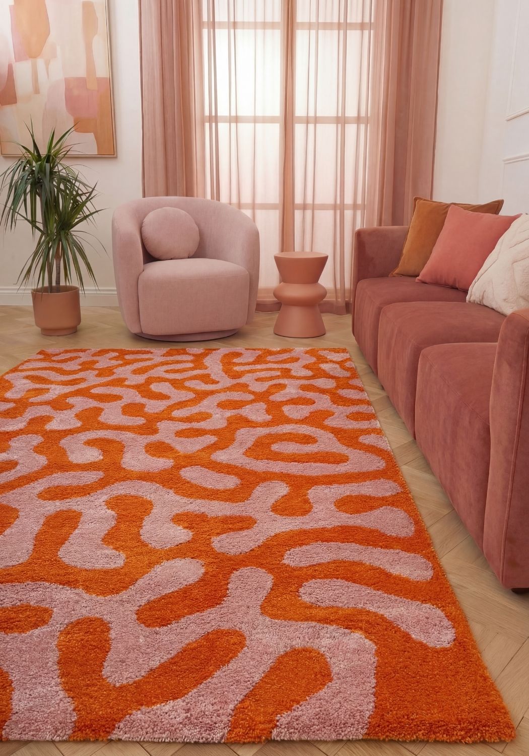 The Rugs Joli Doodle Orange Pink Rug