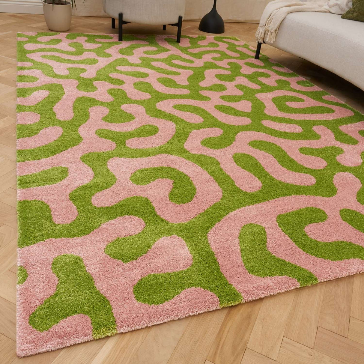 The Rugs Joli Doodle Green Pink Rug