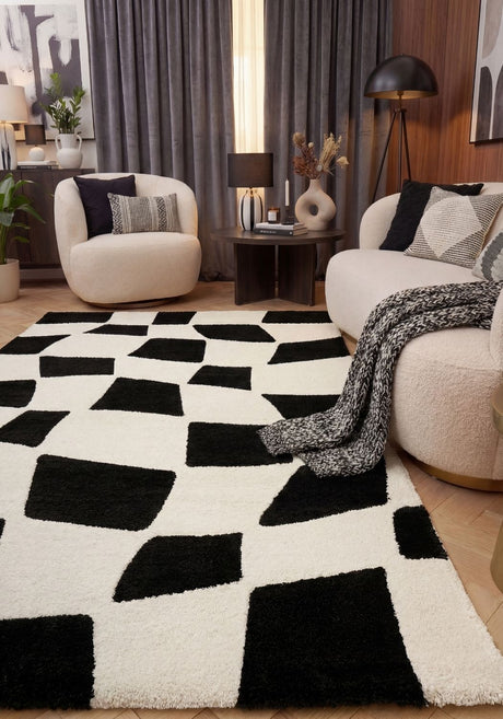 The Rugs Joli Checkered Black White Rug