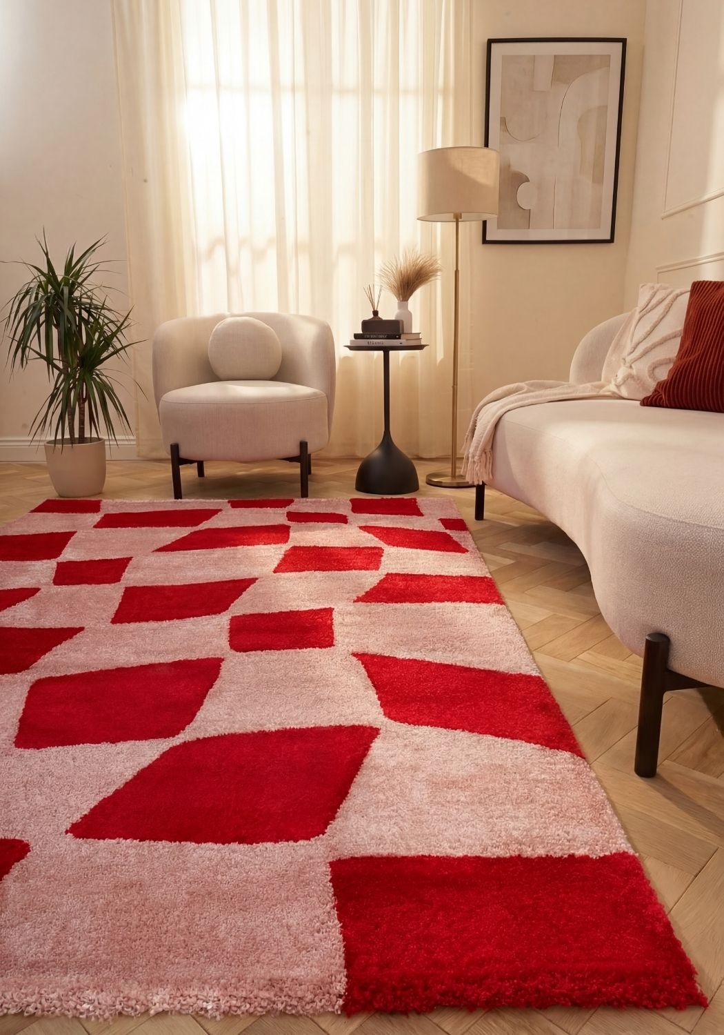 The Rugs Joli Checkered Red Pink Rug