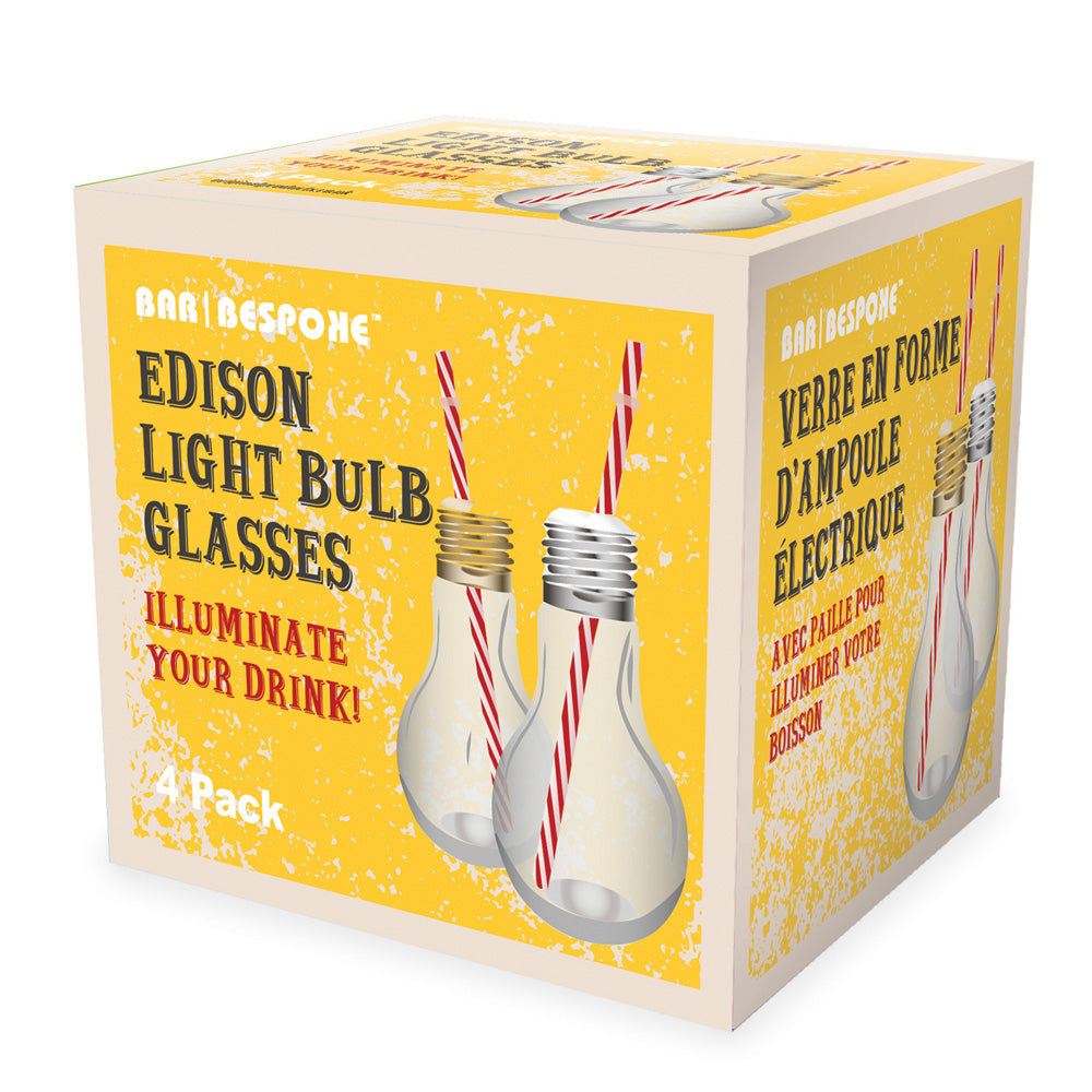 Jeray Bar Bespoke Edison Light Bulb Glasses, 400ml, Pack of 4