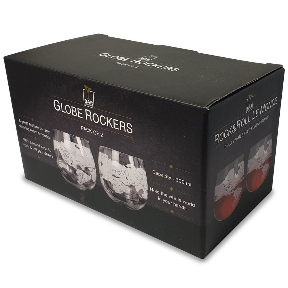 Jeray Bar Originale Globe Rocker Glasses, Pack of 2, 300ml