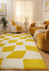 The Rugs Joli Checkered Yellow White Rug