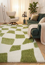 The Rugs Joli Checkered Green White Rug