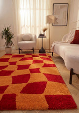 The Rugs Joli Checkered Red Orange Rug