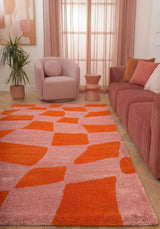 The Rugs Joli Checkered Orange Pink Rug