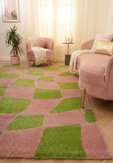 The Rugs Joli Checkered Green Pink Rug