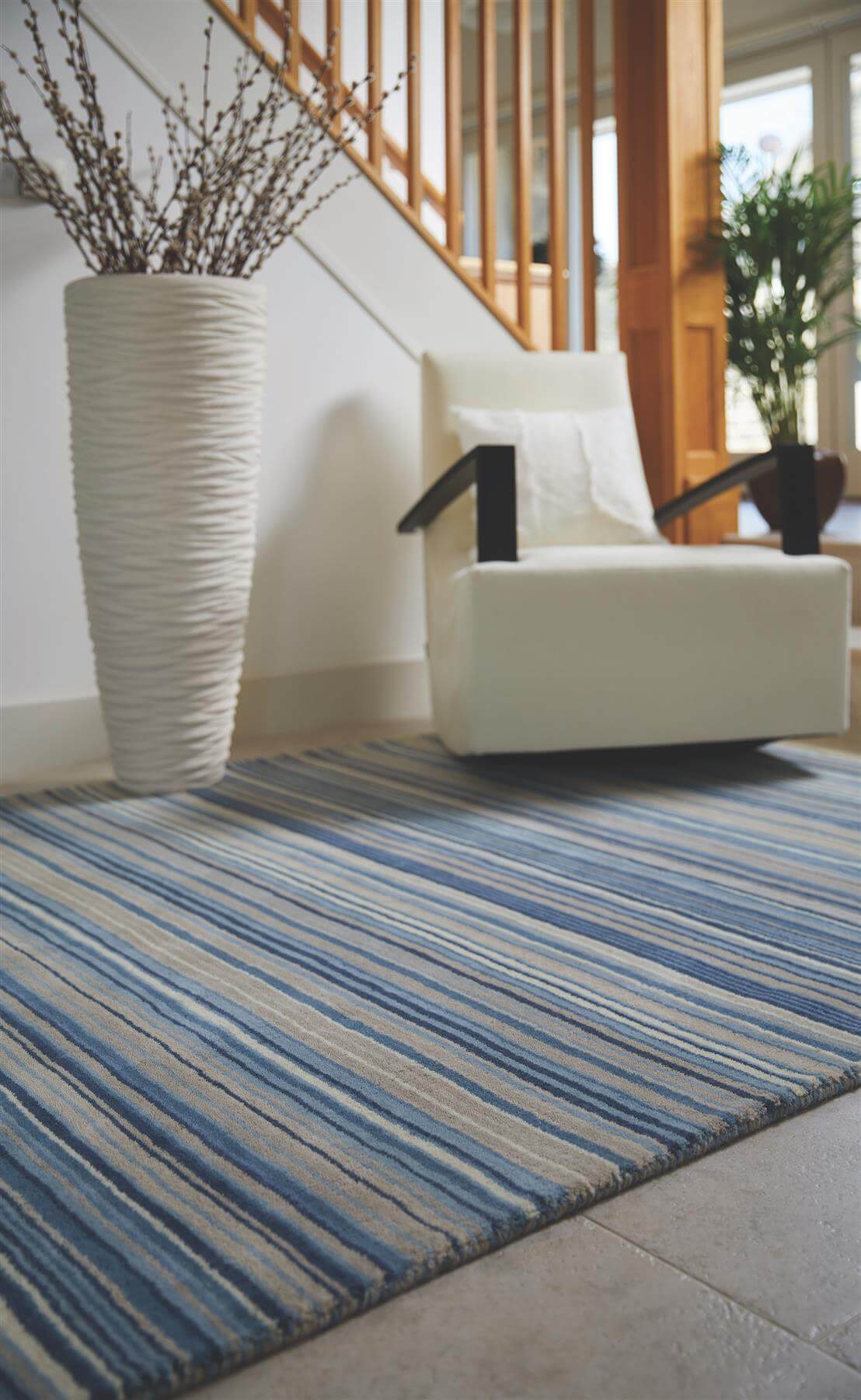 Fine Stripes Blue Rug | The Rugs 100% Wool