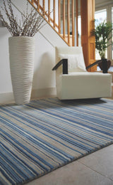 Fine Stripes Blue Rug | The Rugs 100% Wool