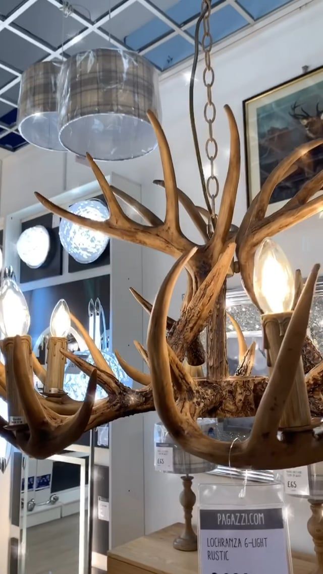 Pagazzi Lochranza 6 Light Rustic Antler Pendant Ceiling Light