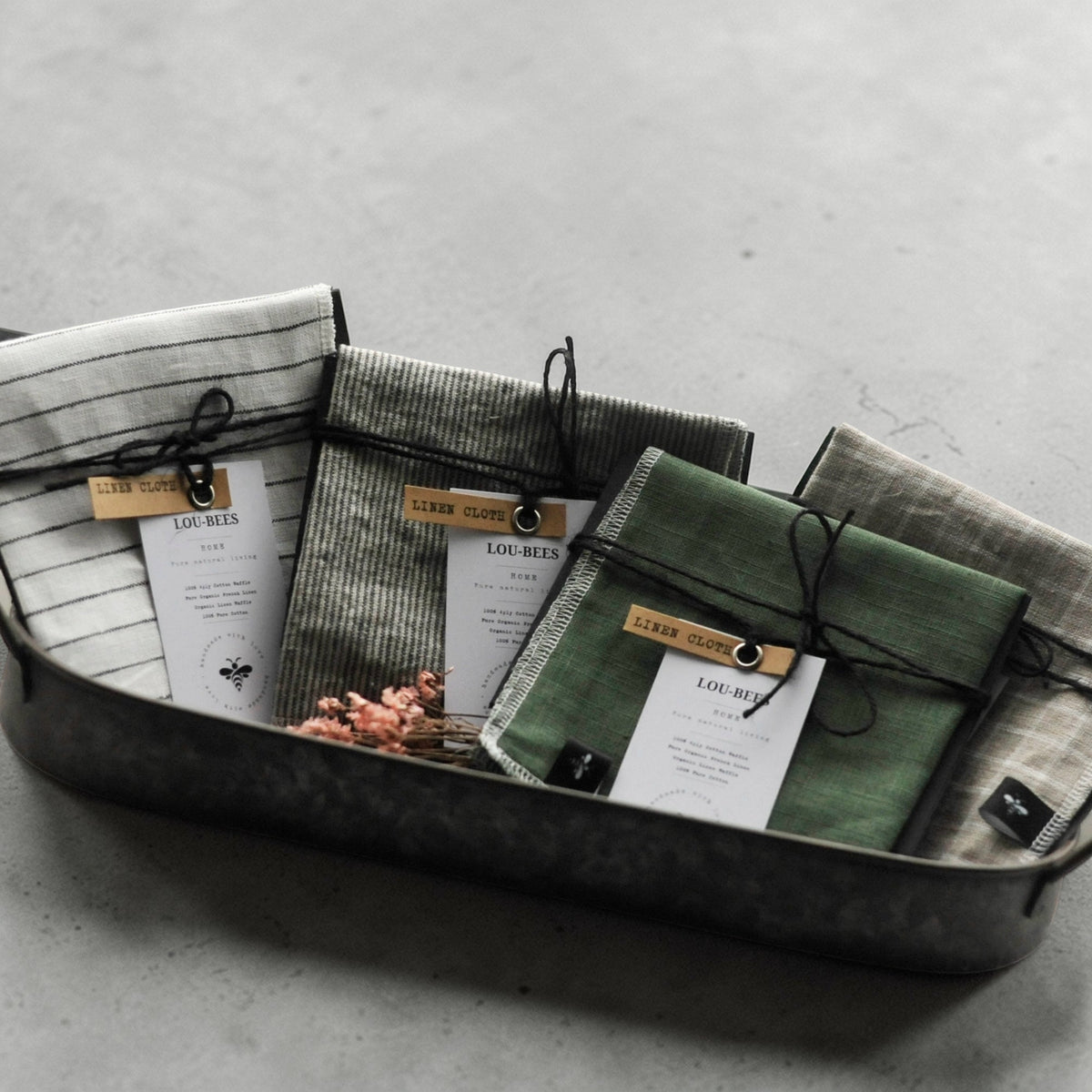 Lou-bees Neutral Linen Cloth Set