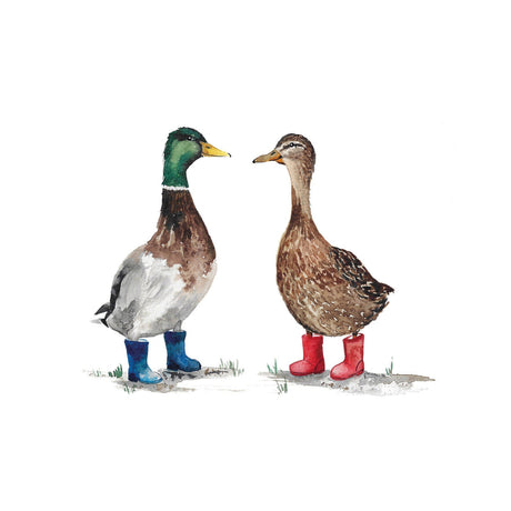 Ducks in Wellies Hand Painted Greetings Card | Katie Hipwell Design