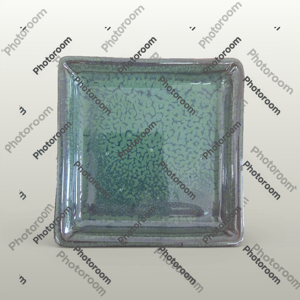 Yorkshire Bonsai Green Glazed Drip Tray Square Bonsai Pot - 9cm